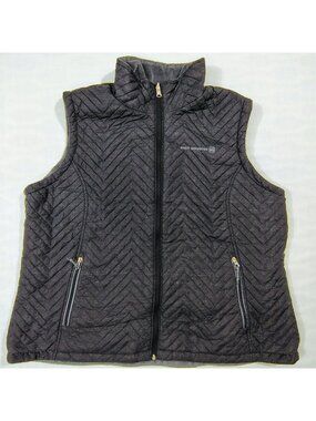 Free Country Reversible Quilted Fleece Vest Womens Size 2X Black Gray Full Zip